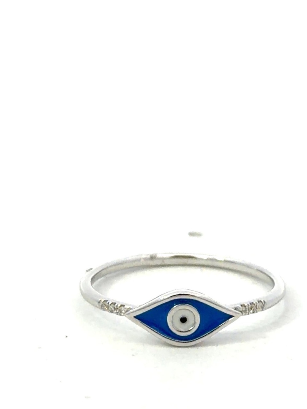 14k white gold enamel and diamond Evil Eye Ring